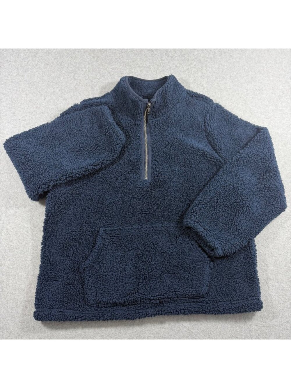 Style & Co Women’s Size XXL Navy Blue Sherpa Fleece Quarter Zip Pullover Teddy